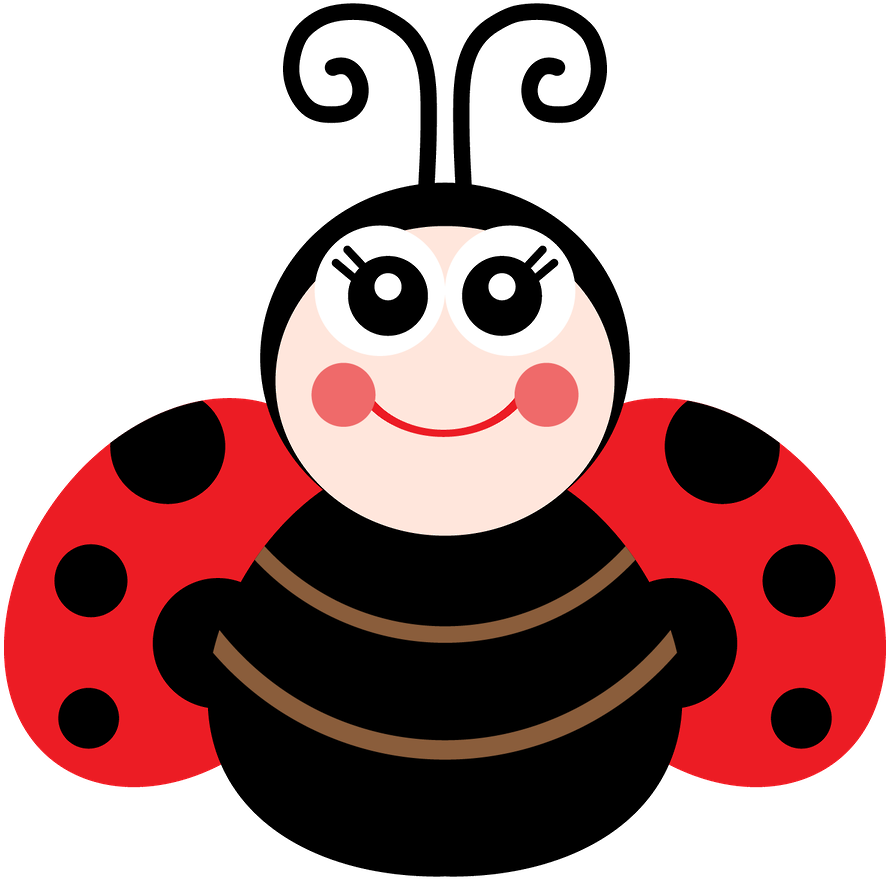 Ladybug Cute Insect Png File (black, white, beige, red)