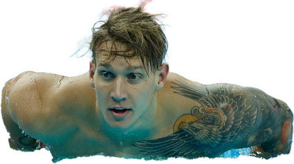 Caeleb Dressel Olympic Player Transparent Background (black, gray, teal)