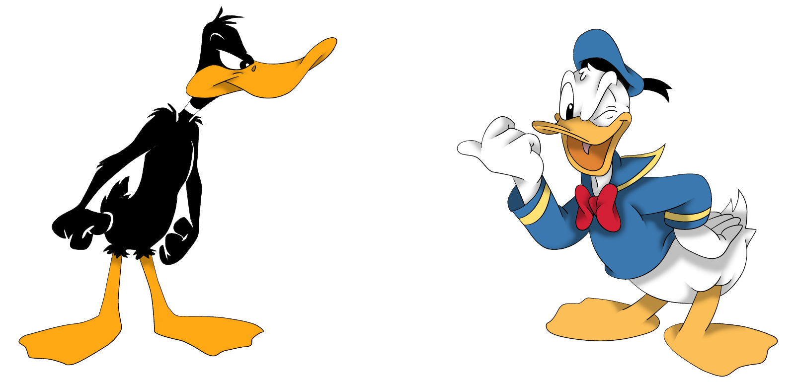 Daffy Duck No Background (teal, orange, white, black, salmon)