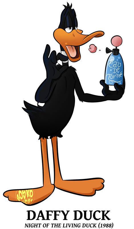 Daffy Duck Png (black, white, silver)