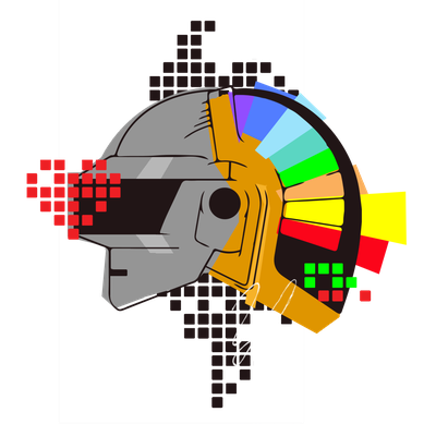 Daft Punk Png Transparent Picture (yellow, gray, orange, black, lime)