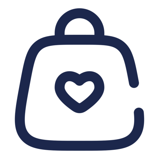 Bag Heart Free Png Icon (navy, black)