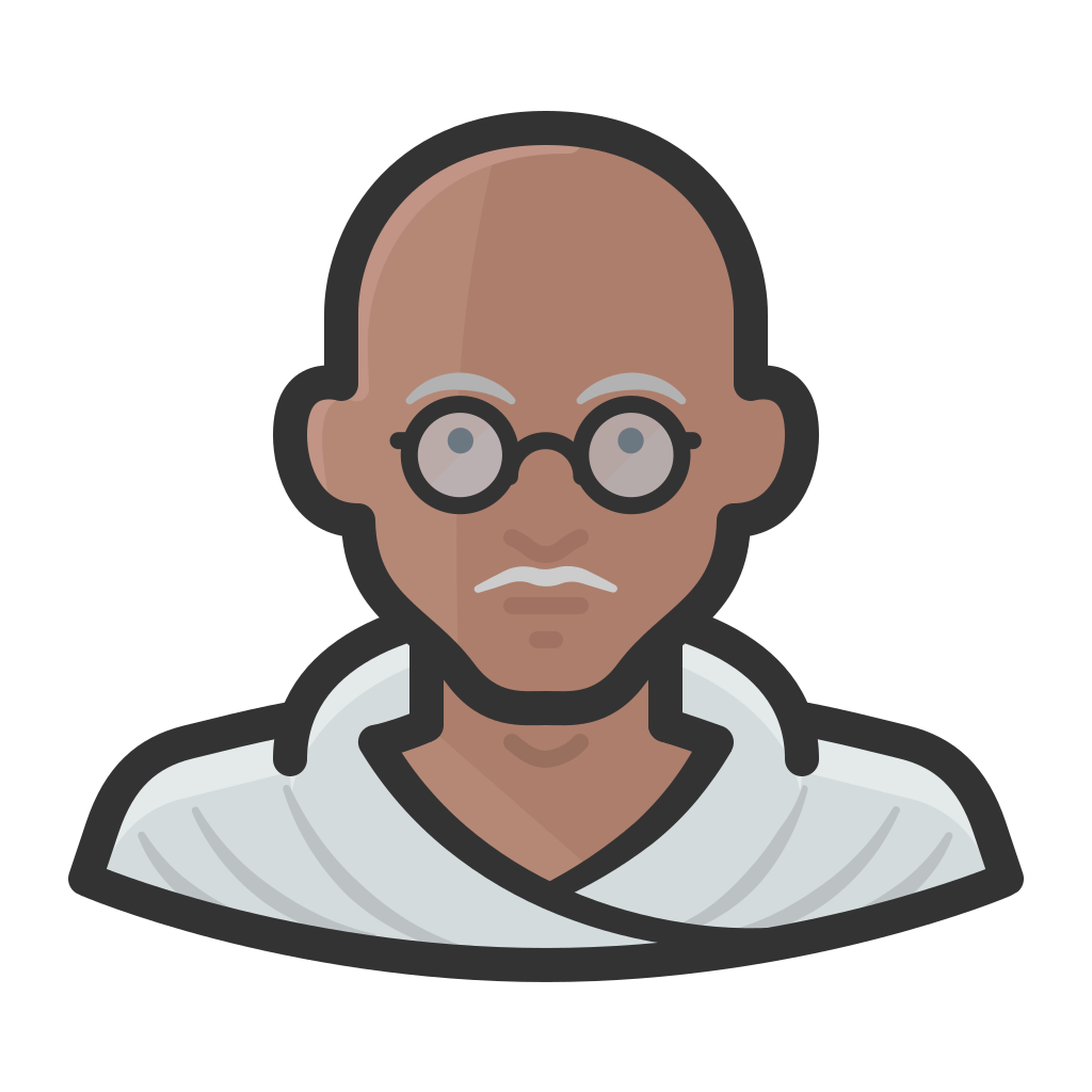 Mahatma Gandhi Png Image File (black, gray, lavender)