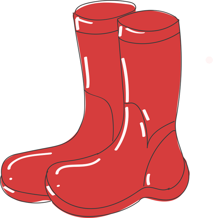 Rain Boots Vector Png Image (black, red)