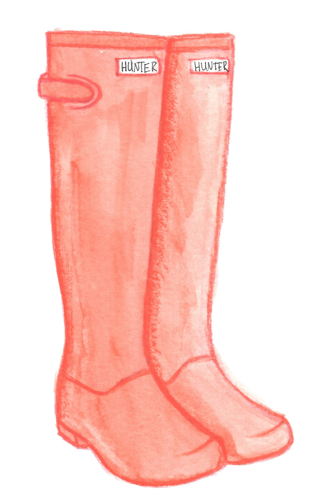 Rain Boots Vector Png Picture (black, salmon)