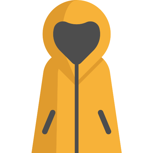 Raincoat Yellow No Background (chocolate, indigo, orange, gray, black)