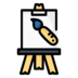 Painting Paint Art Draw Easel Brush Icon Free Transparent Png Icon Download (white, black, lavender, pink, teal)