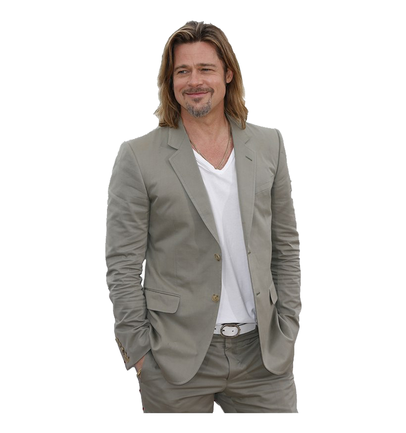 Hairstyle Brad Pitt Png Image (white, gray)