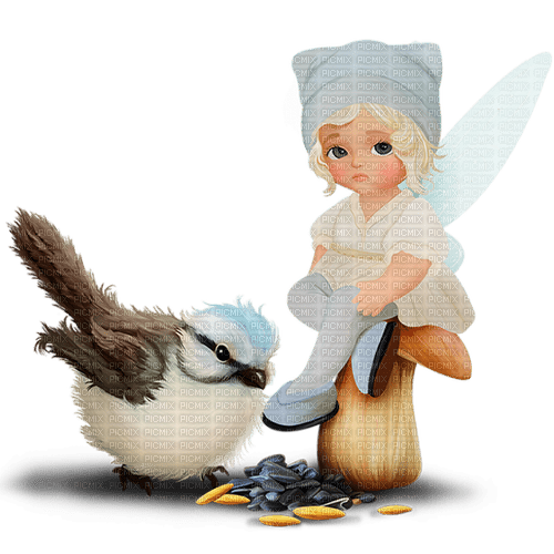 Fairy Bird Png Clipart (black, gray)