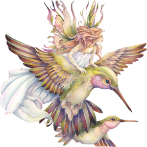 Fairy Bird Png File (black, white)