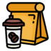 Take Away Food Cup Paper Bag Drink Coffee Icon Free Transparent Png Icon Download (orange, salmon, black, lavender)