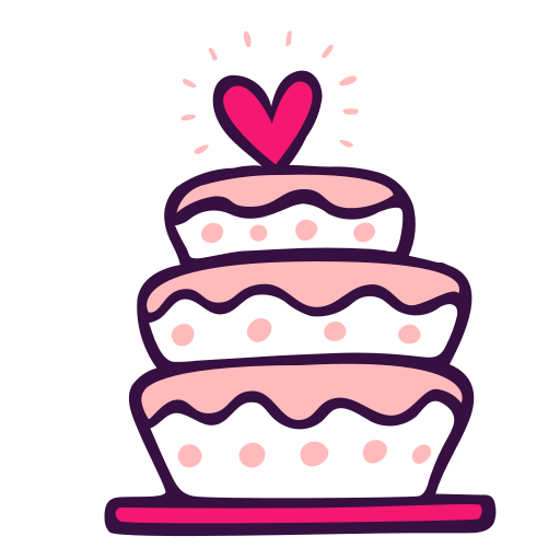 Cake Dessert Love Party Sweet Topper Wedding Icon Free Png Icon Download (pink, salmon, black, white)