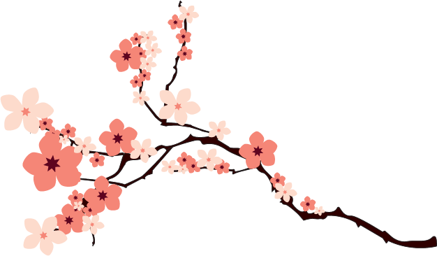 Sakura Cherry Blossom Png File (beige, black, salmon)