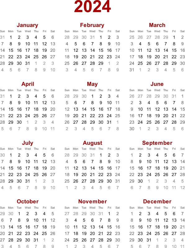 Calendar 2024 Png File (black)