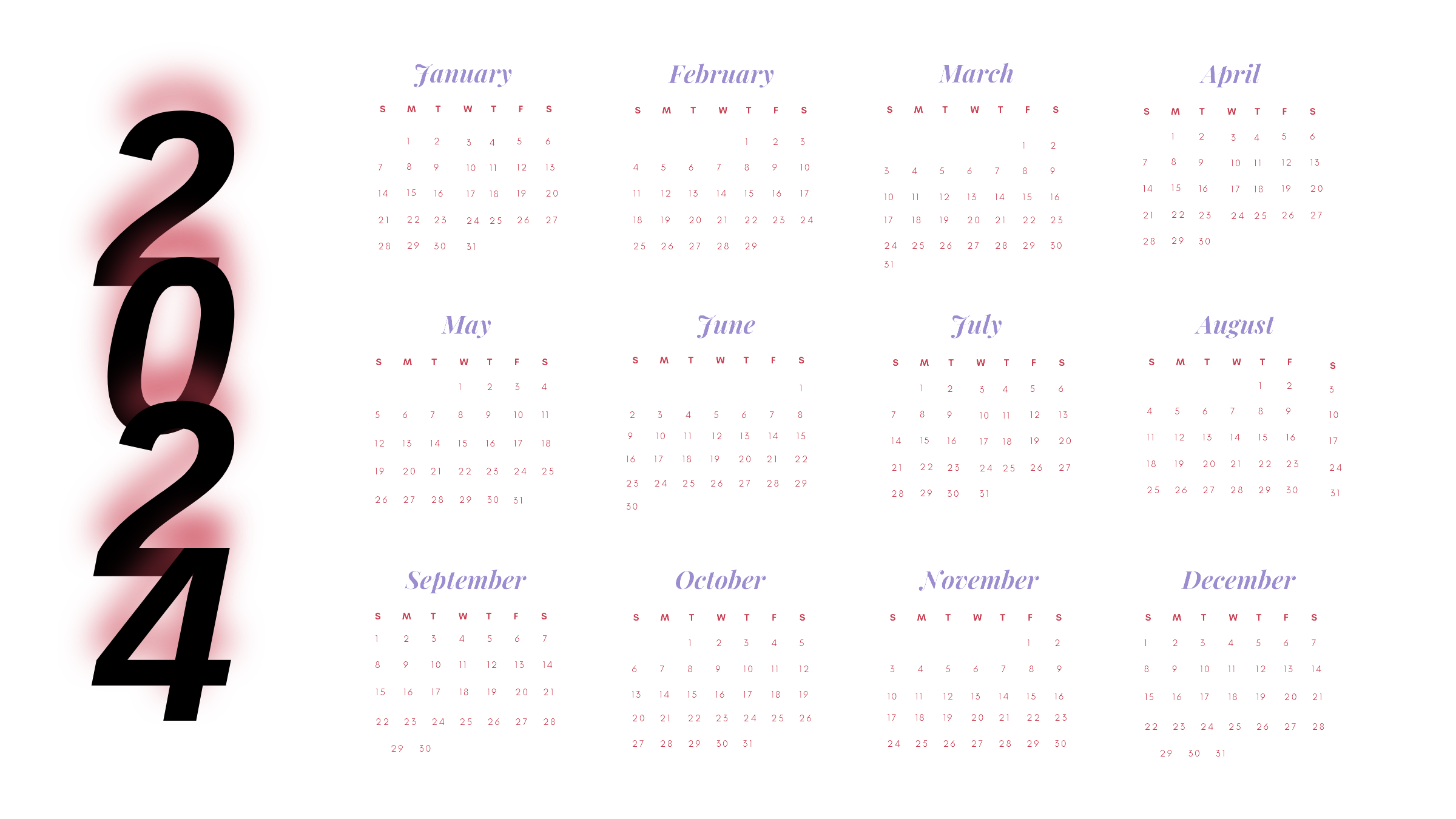 Calendar 2024 Png Photo (black, gray, white)