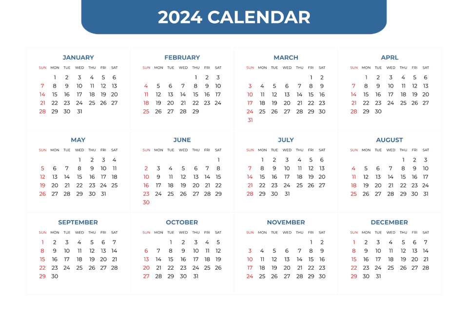 Calendar 2024 Png Photos (indigo, black, teal)