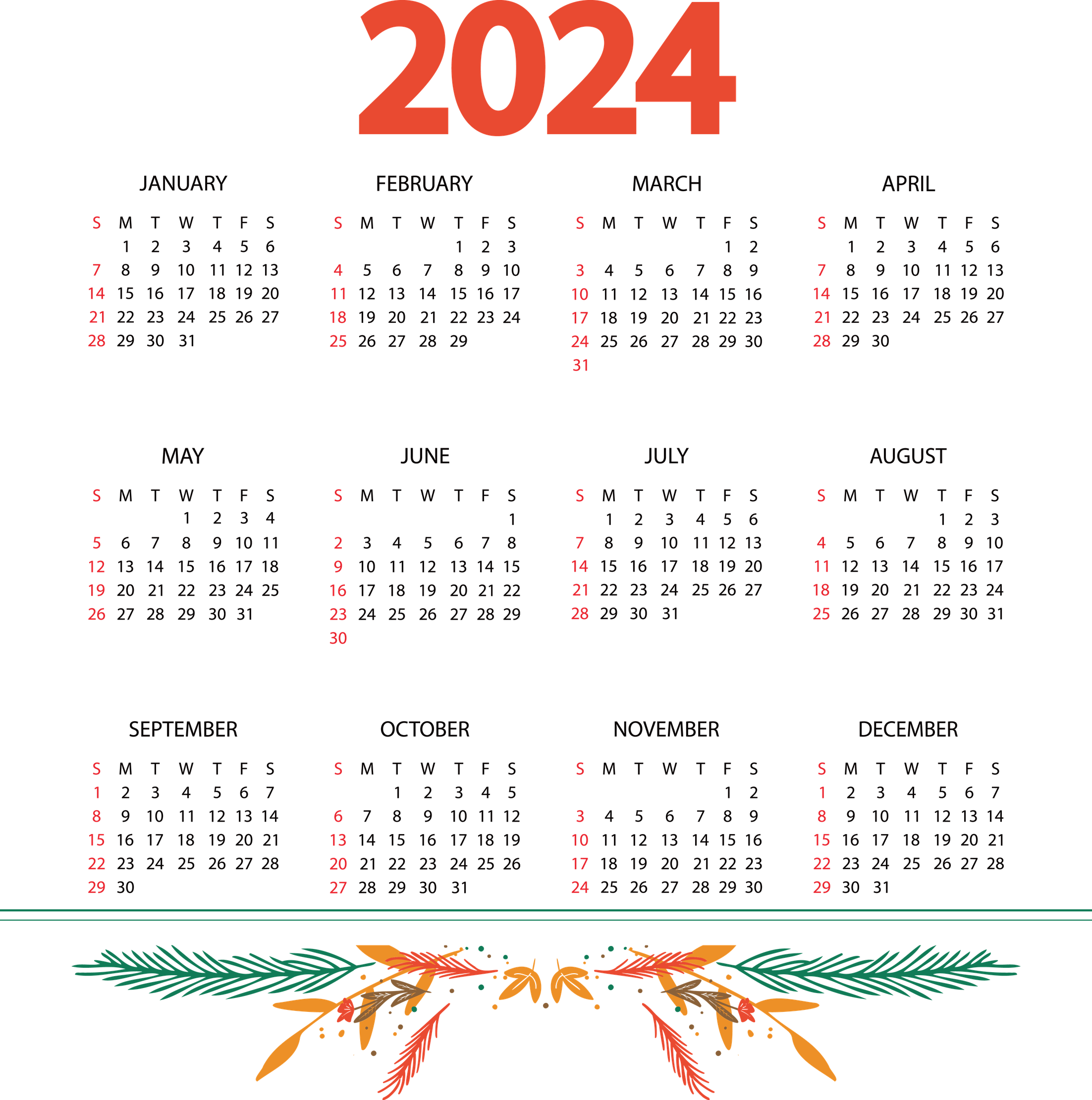 Calendar 2024 Png (black)