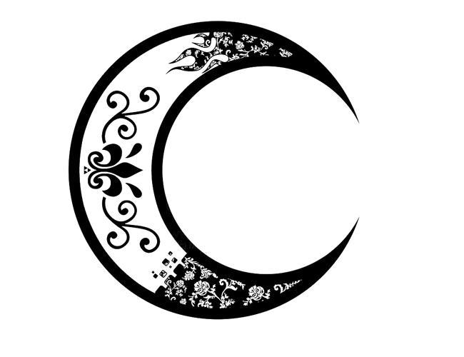 Half Moon Png Image (white, lavender, black, gray)