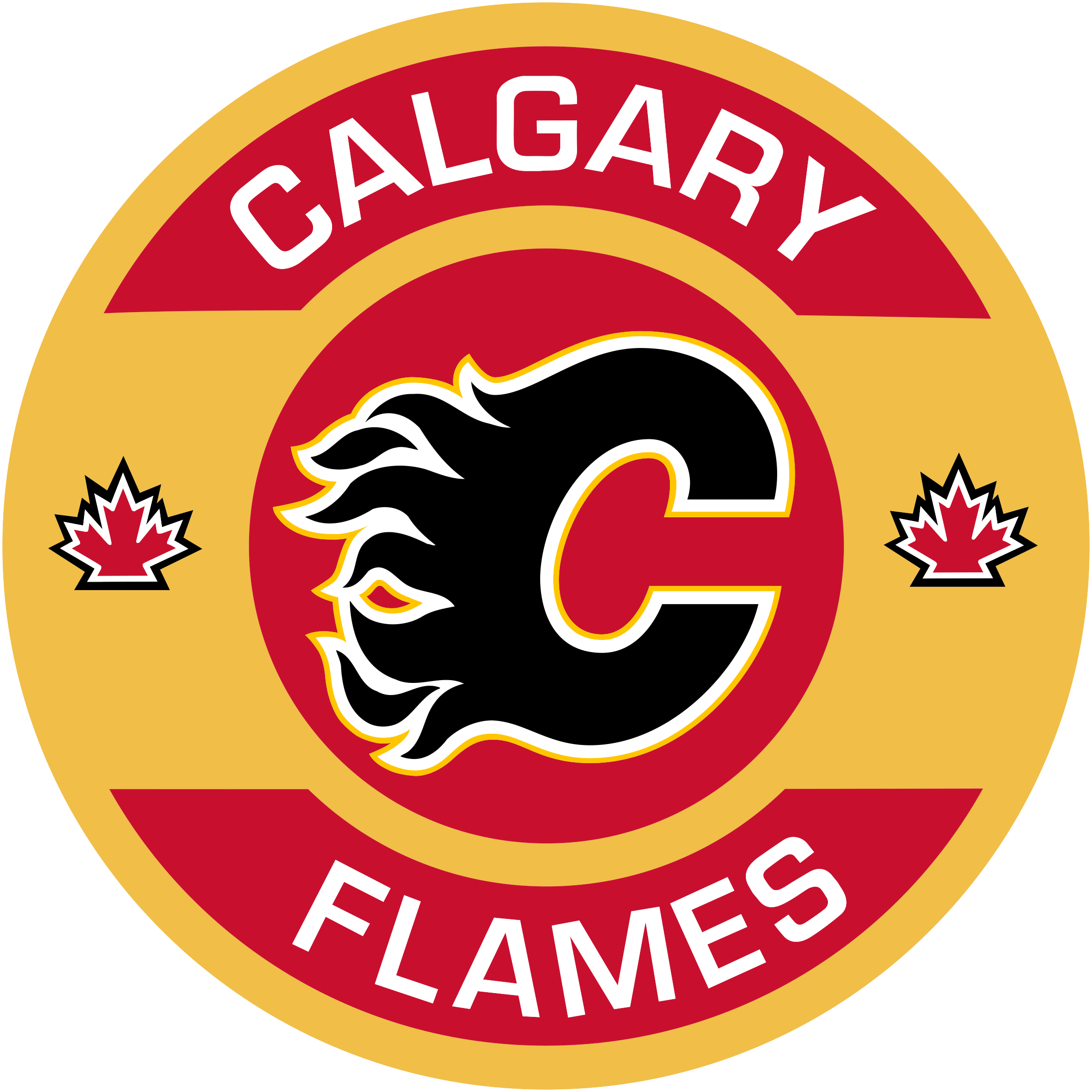 Calgary Flames Png Pic (black, gold, red, salmon, gray)