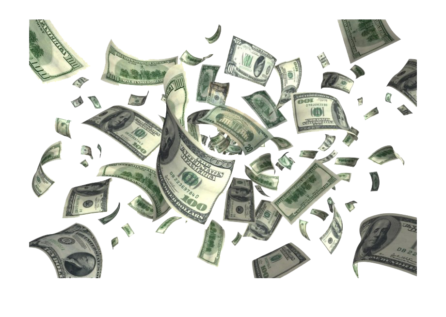 Falling Money Png File (white)