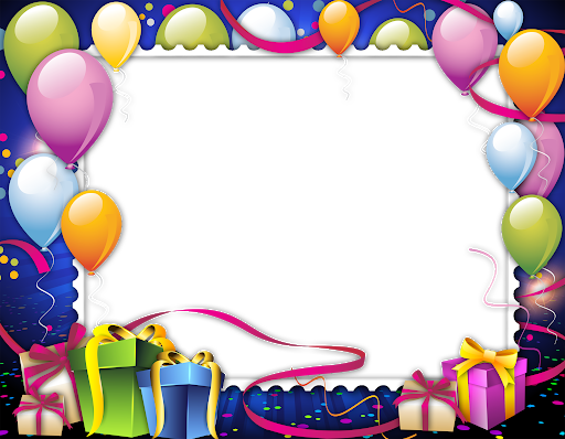 Balloons Birthday Frame Png Clipart (white, navy, black, indigo)