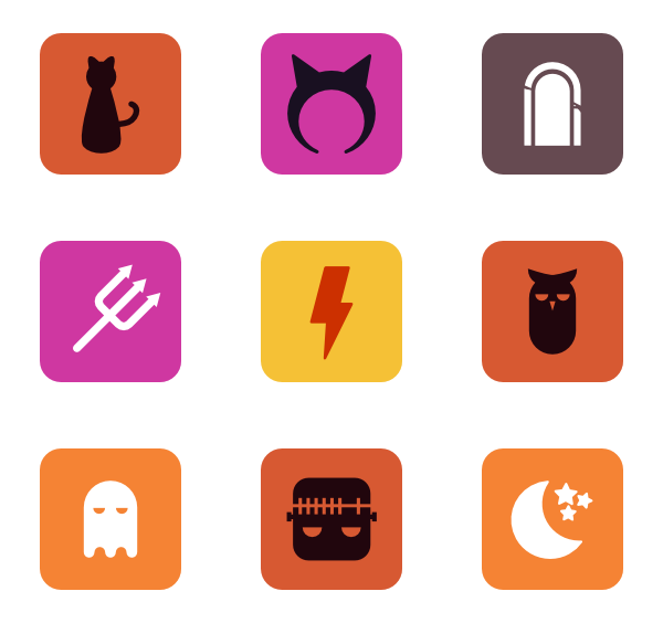 Halloween App Icons Png Isolated Pic (salmon, chocolate, gray, black, gold)