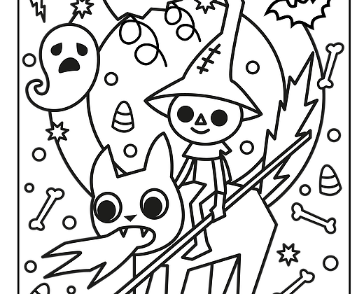 Halloween Coloring Pages Png Free Download (black, gray, white)