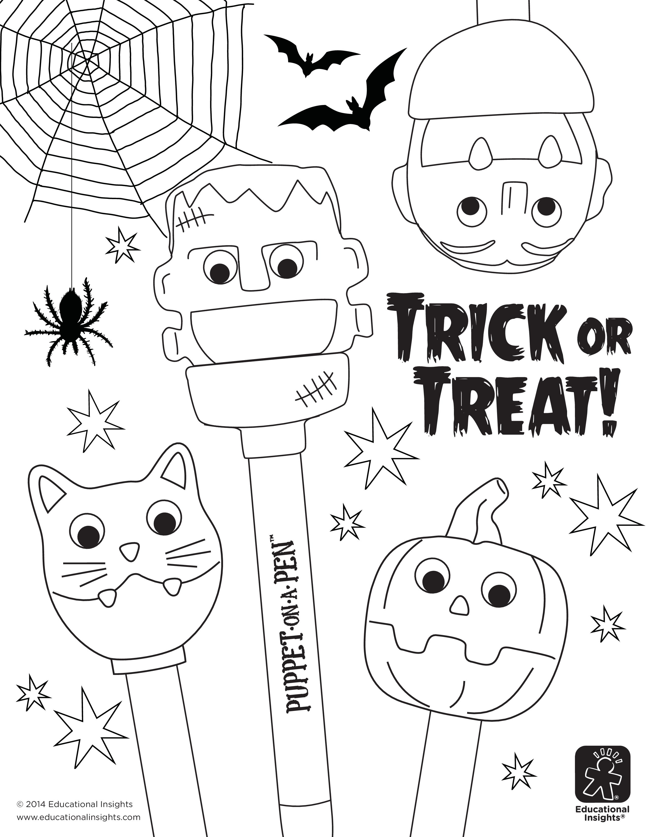 Halloween Coloring Pages Png Isolated Hd (black, white)