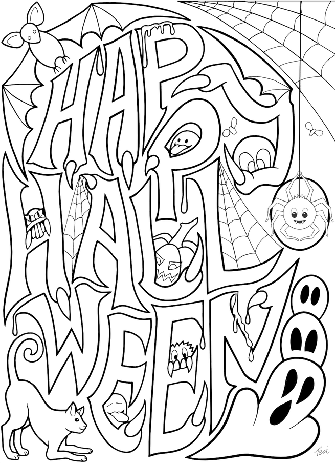 Halloween Coloring Pages Png Pic (black)