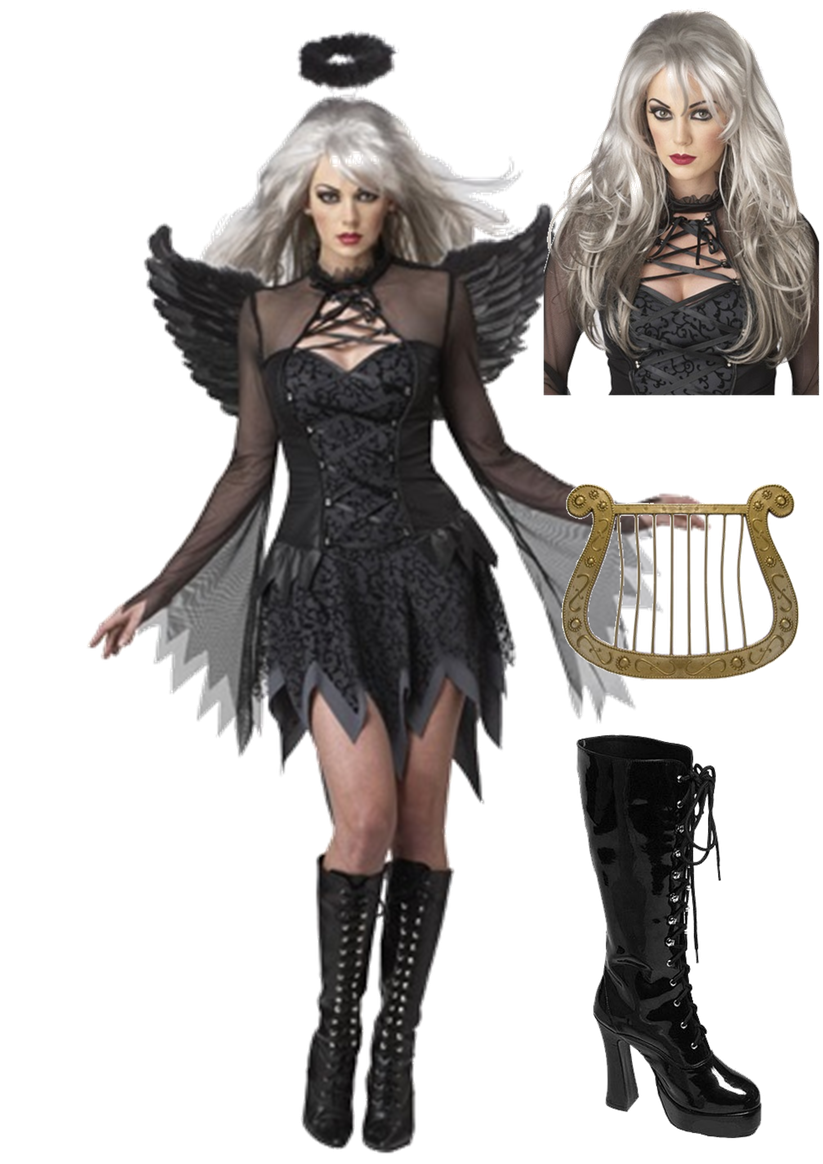 Halloween Costumes Angel Png Isolated Hd (black)