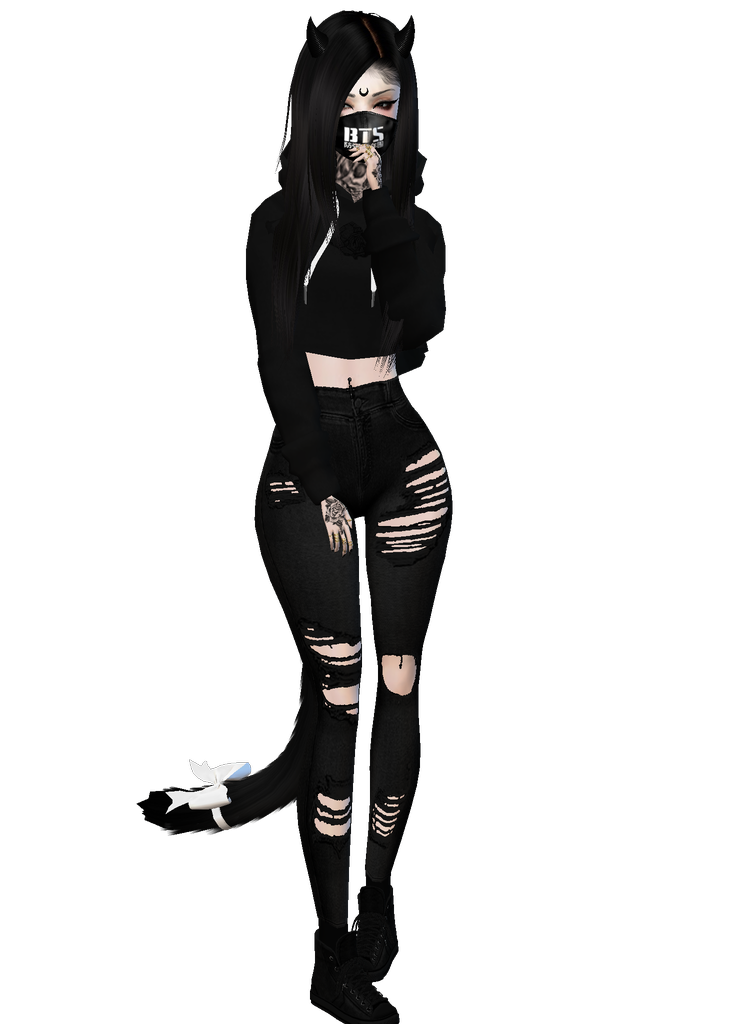 Halloween Costumes Emo Png Isolated Pic (black)