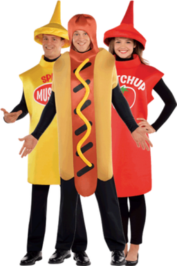 Halloween Costumes Group Png (black, chocolate, salmon, orange)