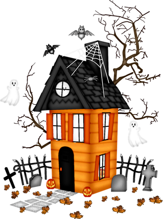 Halloween Gingerbread House Png Clipart (black, white)