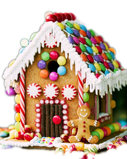 Halloween Gingerbread House Png Isolated Pic (black, beige, lavender)