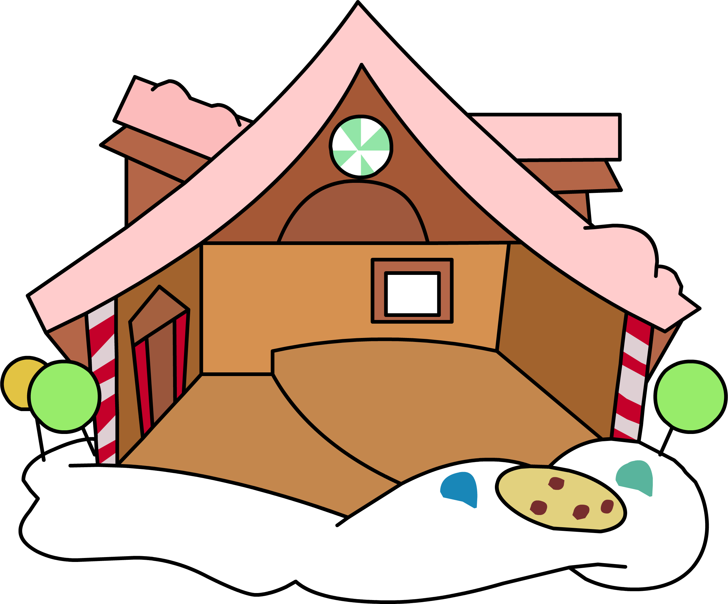 Halloween Gingerbread House Transparent Png (salmon, chocolate, white, black, pink)