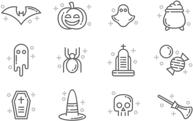 Halloween Icons Png Image (black, gray)