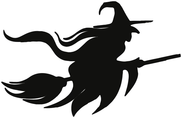 Halloween Silhouette Witch Png Clipart (black, white)