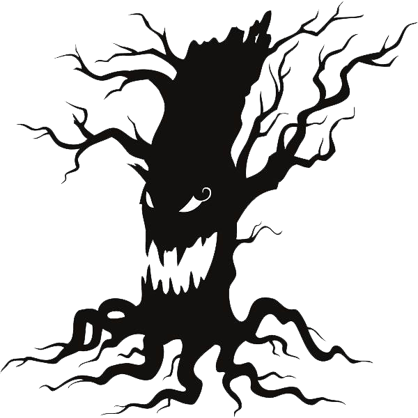 Halloween Tree Png Isolated Pic (black, white)