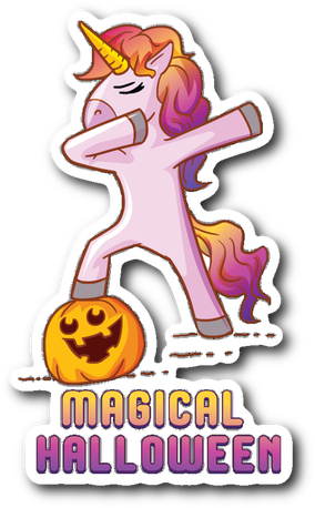 Halloween Unicorn Png (white, lavender, black, gold, pink)