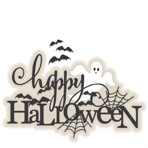 Halloween Words Png Image (beige, white, indigo, black, pink)