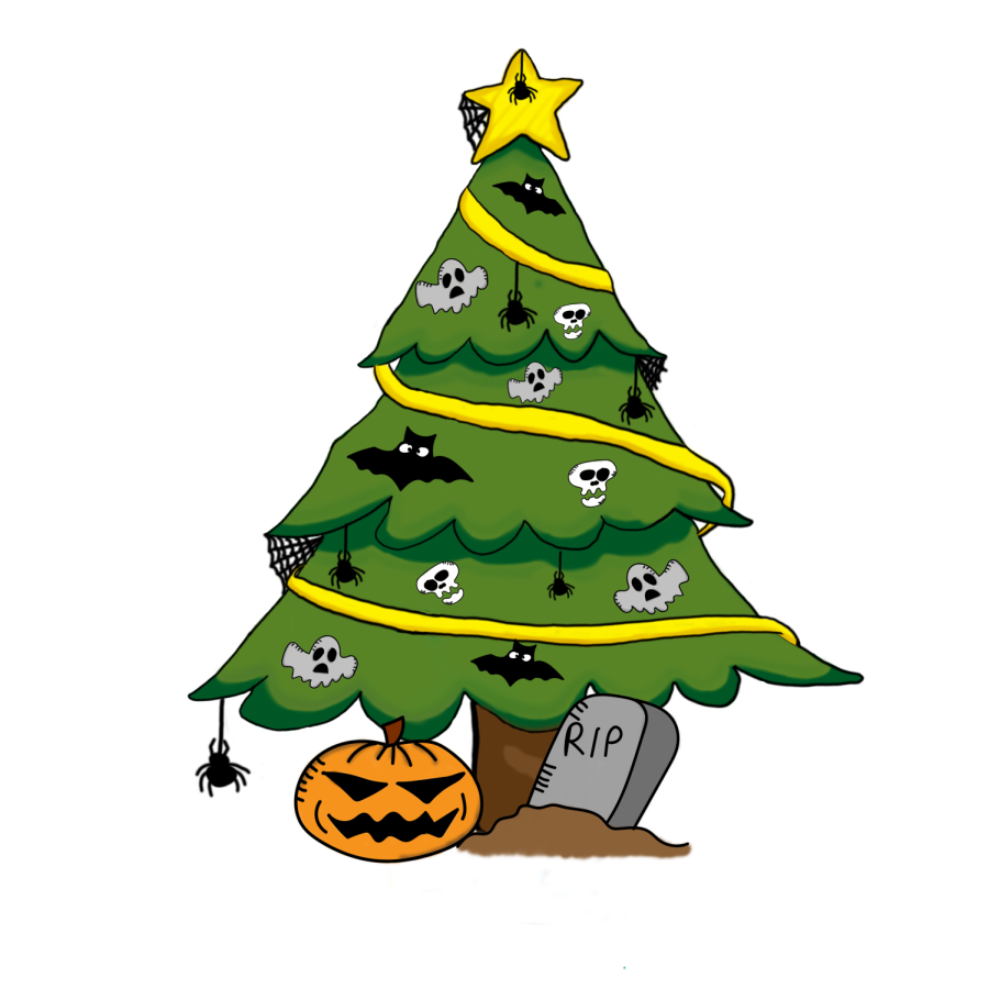 Halloween Xmas Tree Png Image (black, olive)