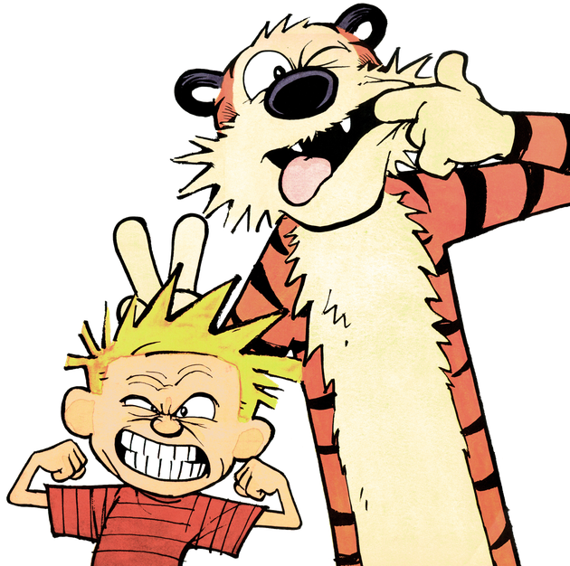 Calvin And Hobbes Png File (white, beige, black)