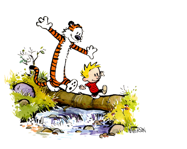 Calvin And Hobbes Png Image (white, black)