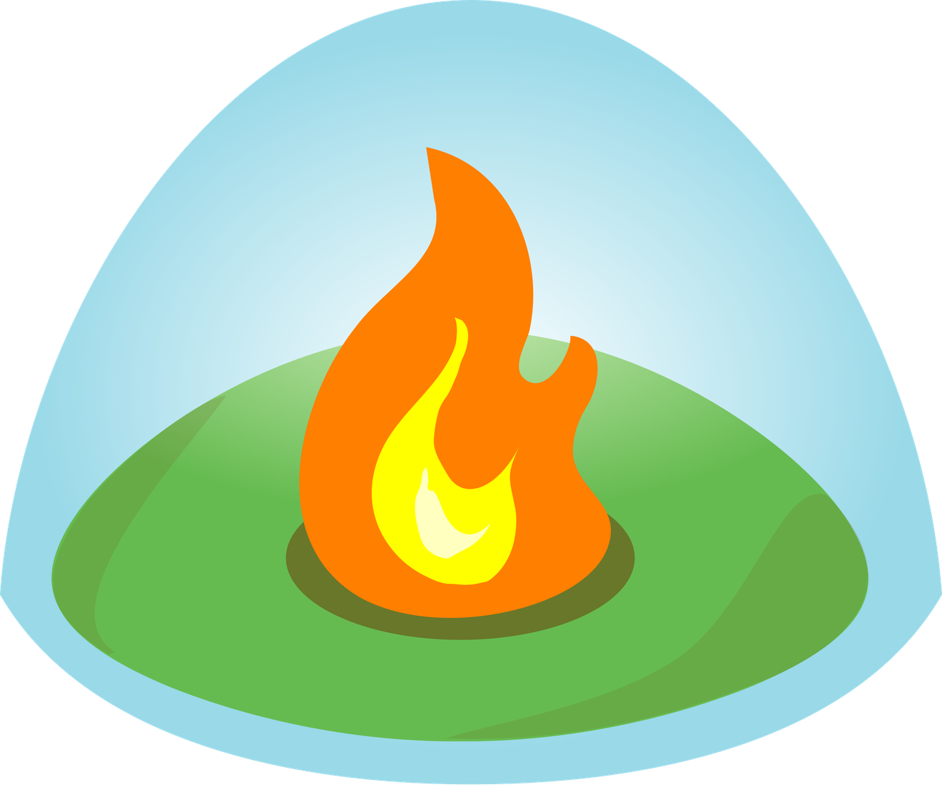 Campfire Vector Png Image (orange, yellow, black, mint, gray)