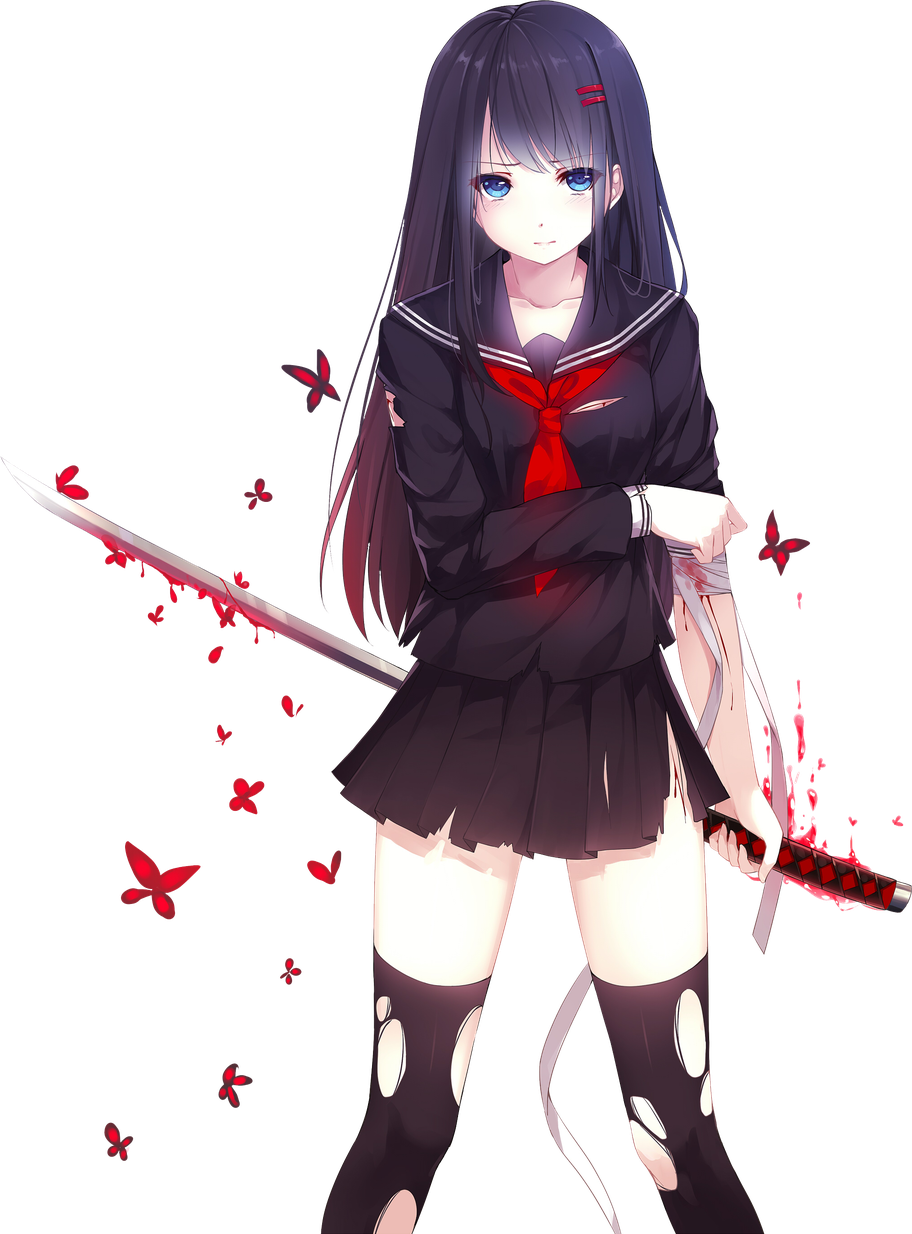 Vampire Anime Girl Png Transparent (indigo, black, white)