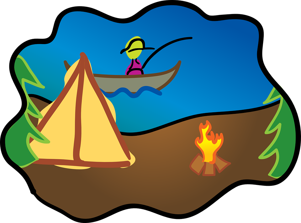 Campsite Png Pic (black, olive, green, salmon)