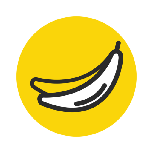 Banana Fruit Healthy Free Png Icon (white, black, gold)