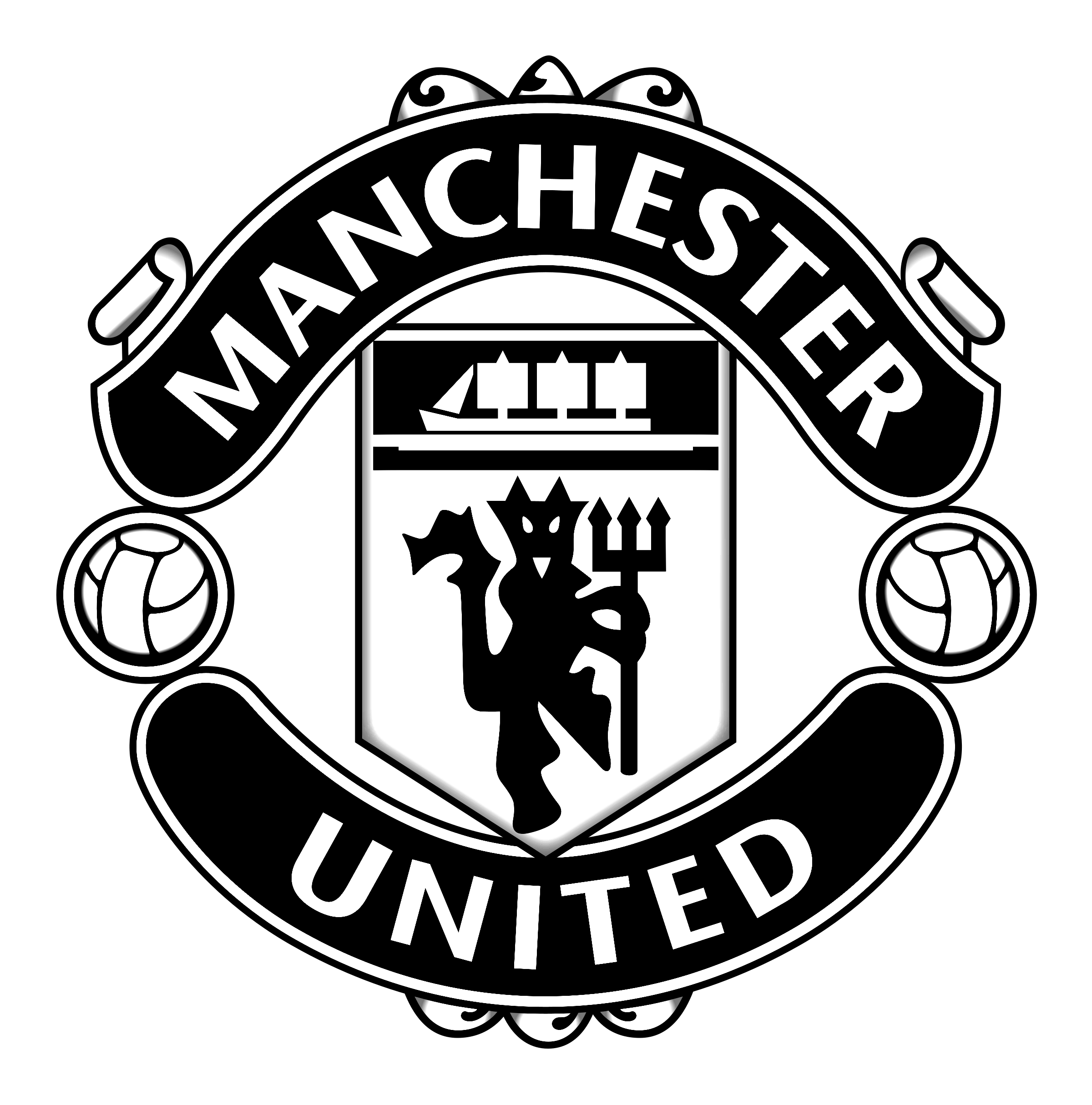 Manchester United Logo Png Transparent (white, silver, black, gray)