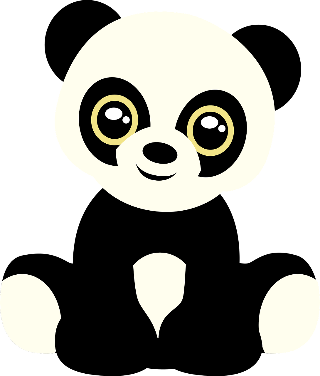 Panda Bear Png Isolated Pic (white, black)