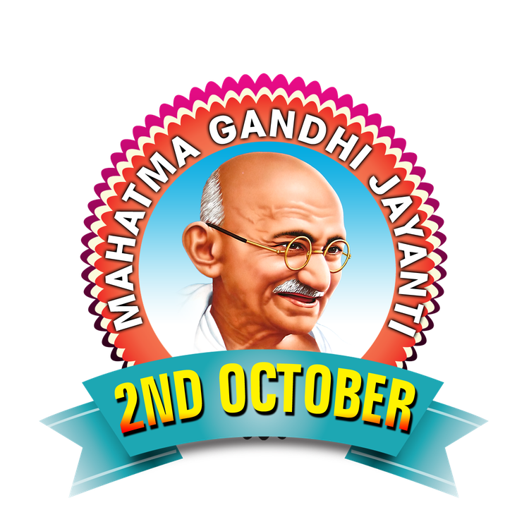 Gandhi Jayanti Transparent Background (teal, black, lavender, white)